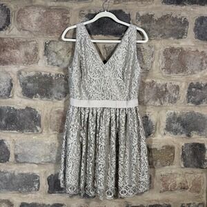 Robert Rodriguez Dress‎ Size 10 Sleeveless Lace Metallic Party Cocktail Formal